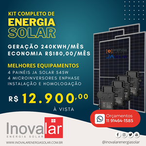 Inovalar Energia Solar, clique aqui e solicite agora seu kit de energia solar via Whatsapp:(11) 91464-1585